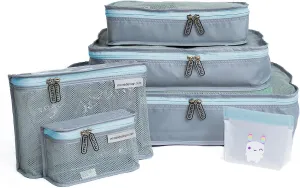 MUMI Piccolo Packing Bundle | Set of 3 Packing Cubes, 2 Toiletry Bags, and 1 Reusable Zip Up Bag | Complete Luggage Organizer and Baby Travel Bags Set