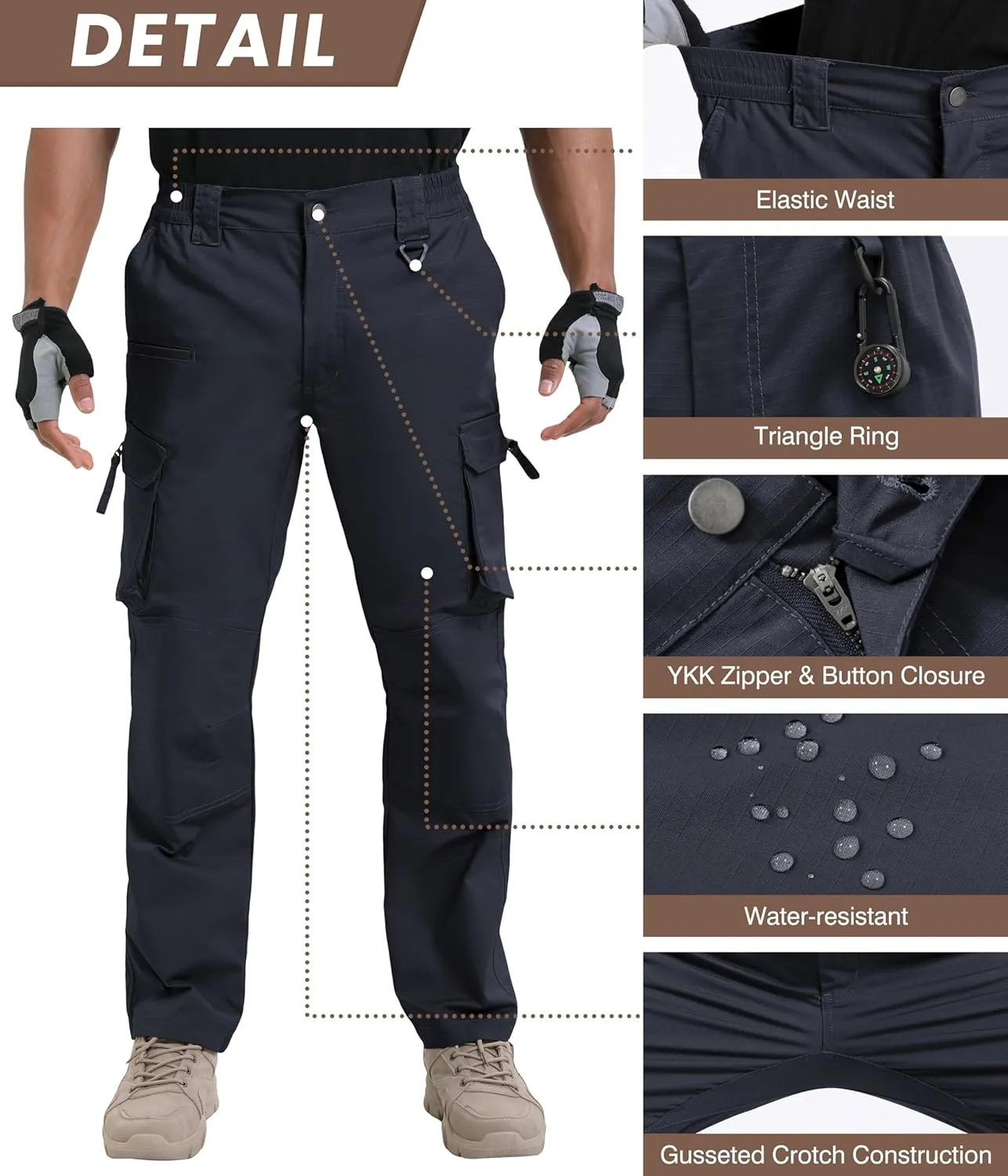 NATUVENIX Ripstop Men's Tactical PantsStretch Cargo Work Pants for Men Water Resistant Hiking Military Pants Relaxed Fit