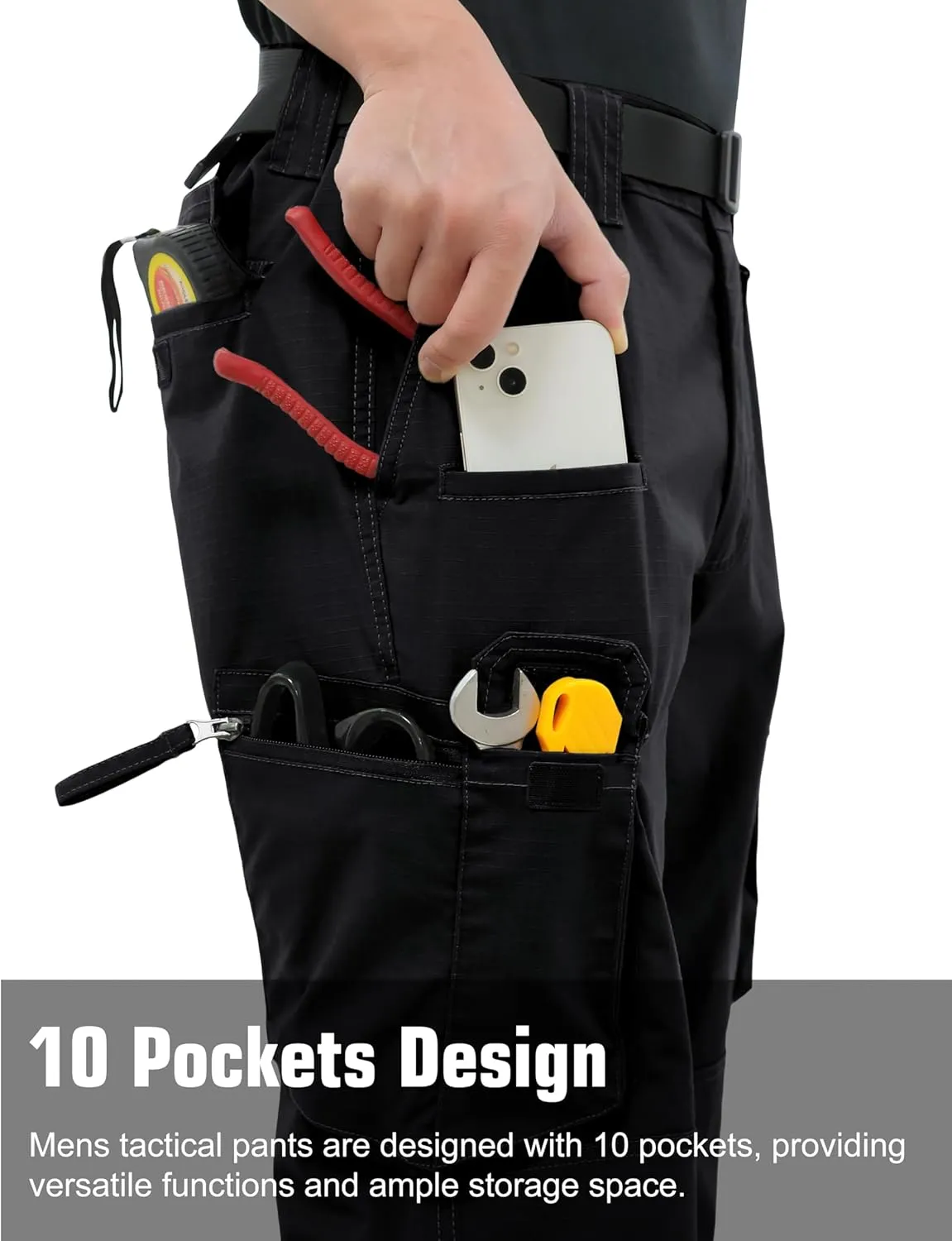 NATUVENIX Ripstop Men's Tactical PantsStretch Cargo Work Pants for Men Water Resistant Hiking Military Pants Relaxed Fit