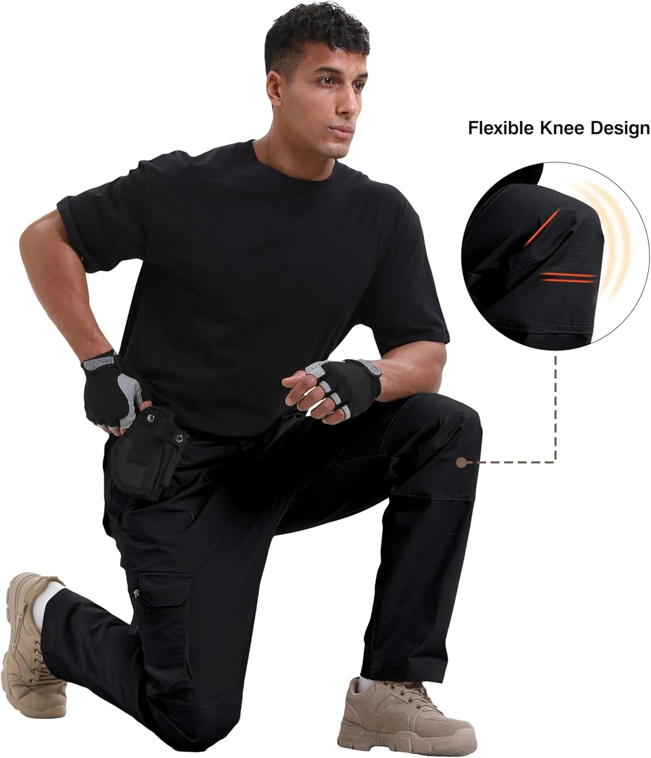 NATUVENIX Ripstop Men's Tactical PantsStretch Cargo Work Pants for Men Water Resistant Hiking Military Pants Relaxed Fit