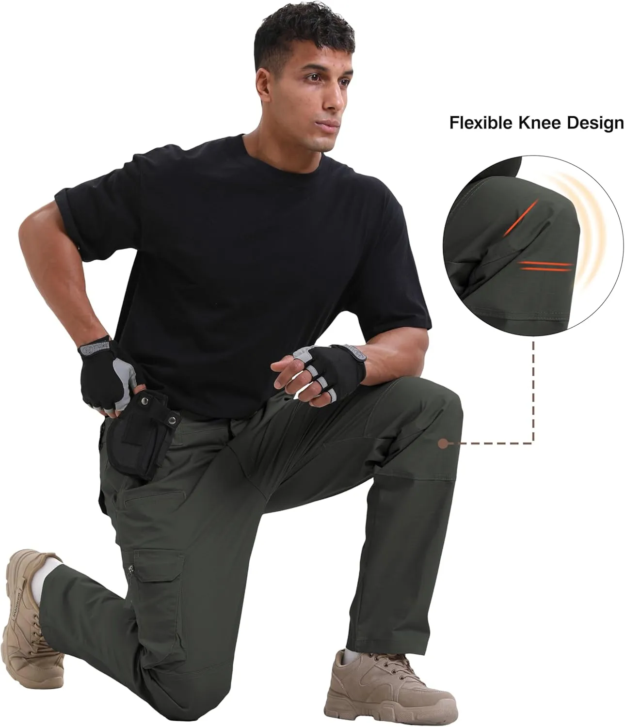NATUVENIX Ripstop Men's Tactical PantsStretch Cargo Work Pants for Men Water Resistant Hiking Military Pants Relaxed Fit