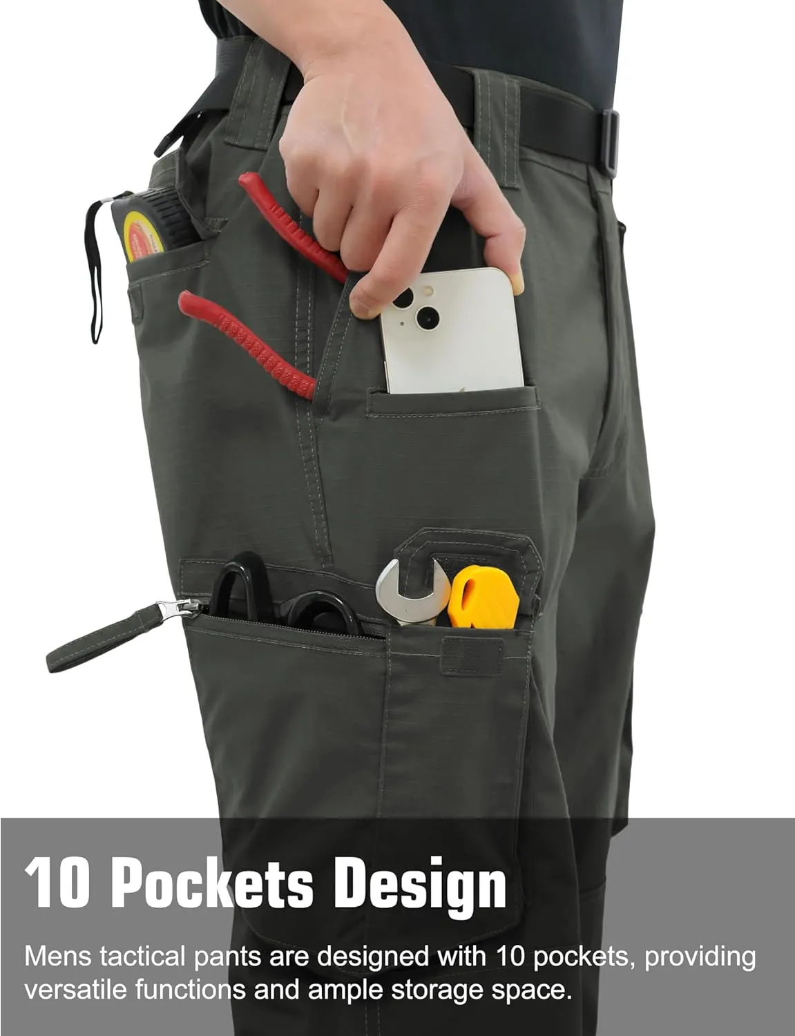 NATUVENIX Ripstop Men's Tactical PantsStretch Cargo Work Pants for Men Water Resistant Hiking Military Pants Relaxed Fit
