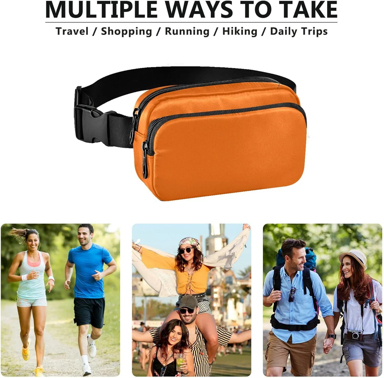 Orange Waterproof Fanny Packs Women Belt Bag Hip Pouch Neon Waist Pouch for Women