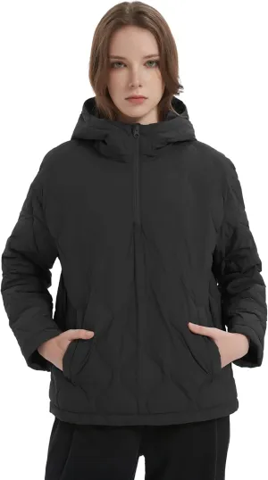 Orolay Women's Quilted Puffer Jacket Half Zip Water Repellent Pullover Winter Warm Hoodies Coat with Pockets