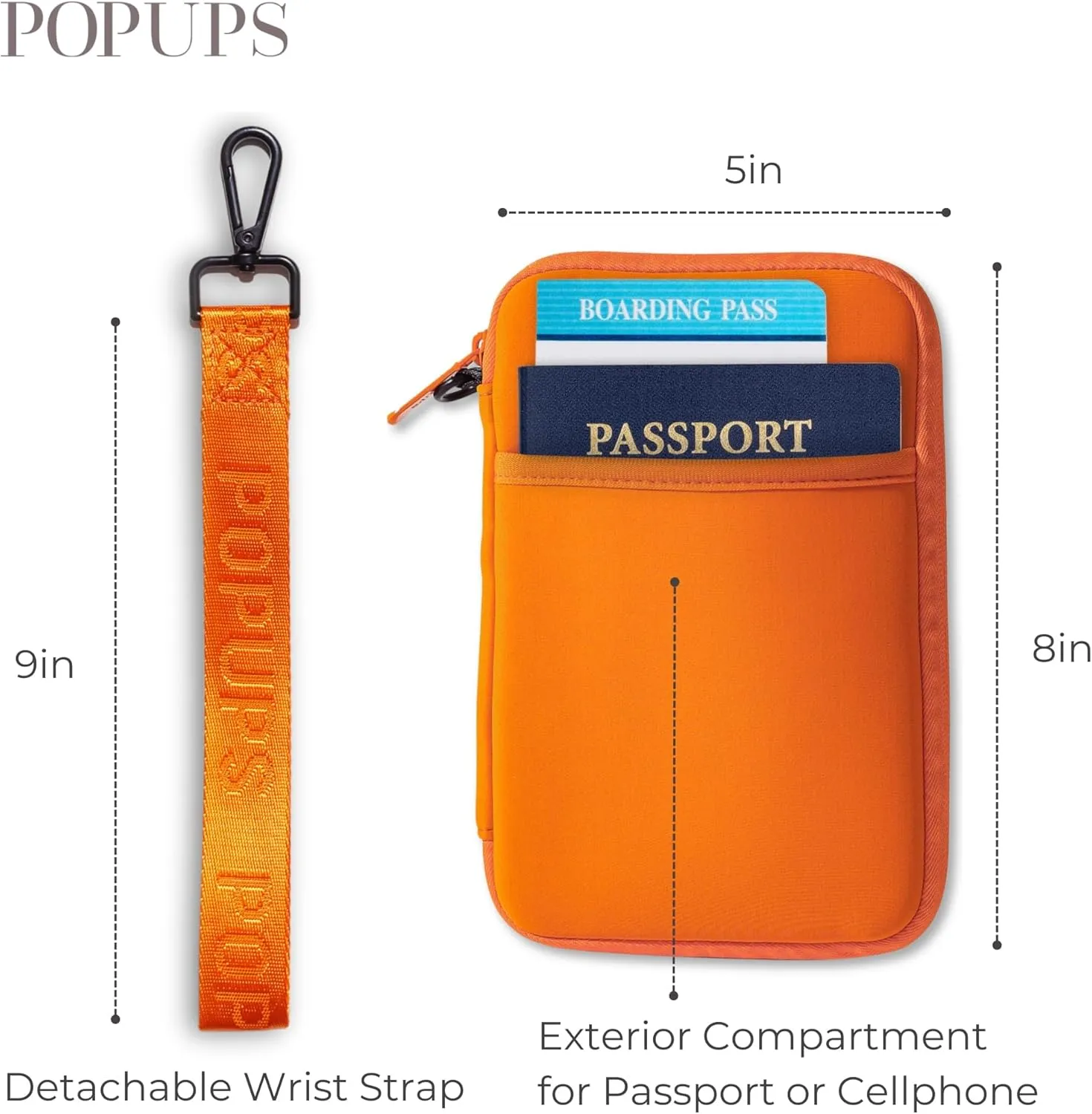 Passport Travel Wallet for Women - Large Multiple Document Organizer and Holder with Wristlet - Burnt Orange