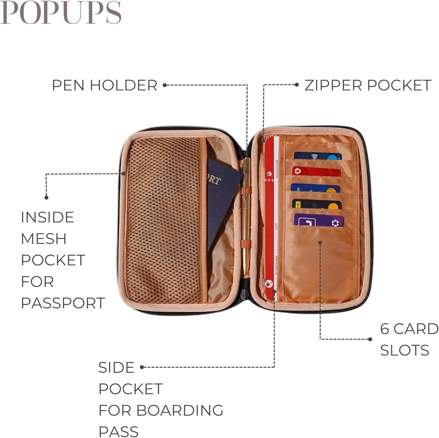 Passport Travel Wallet for Women - Large Multiple Document Organizer and Holder with Wristlet - Burnt Orange