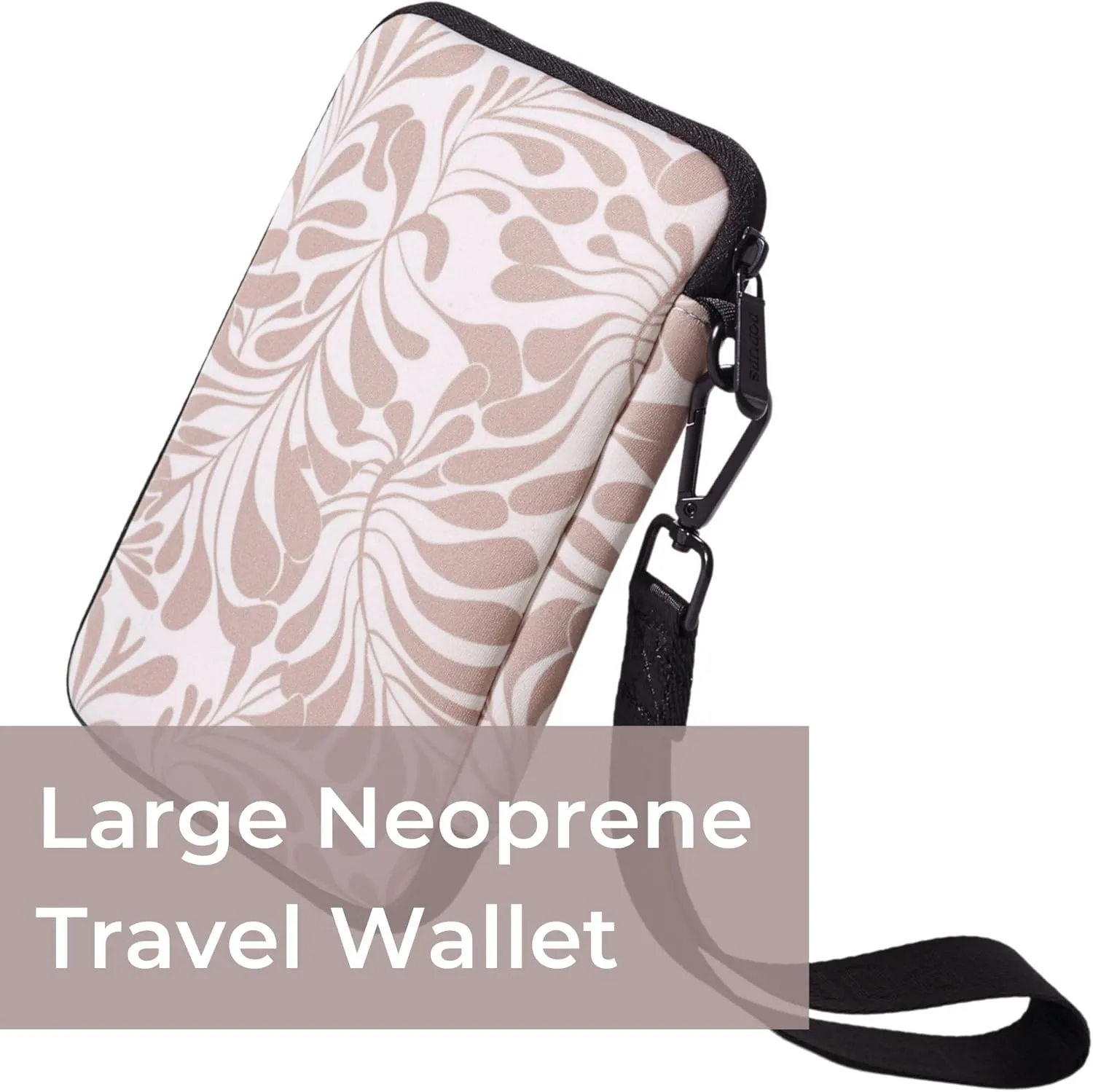 Passport Travel Wallet for Women - Large Multiple Document Organizer and Holder with Wristlet - Palm Beige