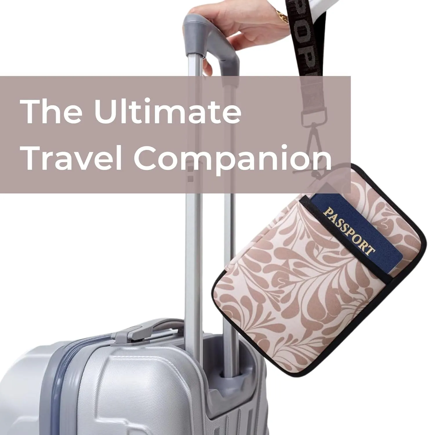 Passport Travel Wallet for Women - Large Multiple Document Organizer and Holder with Wristlet - Palm Beige