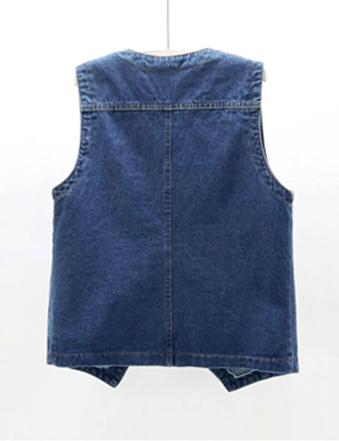 Peaceglad Womens Casual Jean Vest V Neck Open Front Button Down Sleeveless Denim Jacket with Pockets
