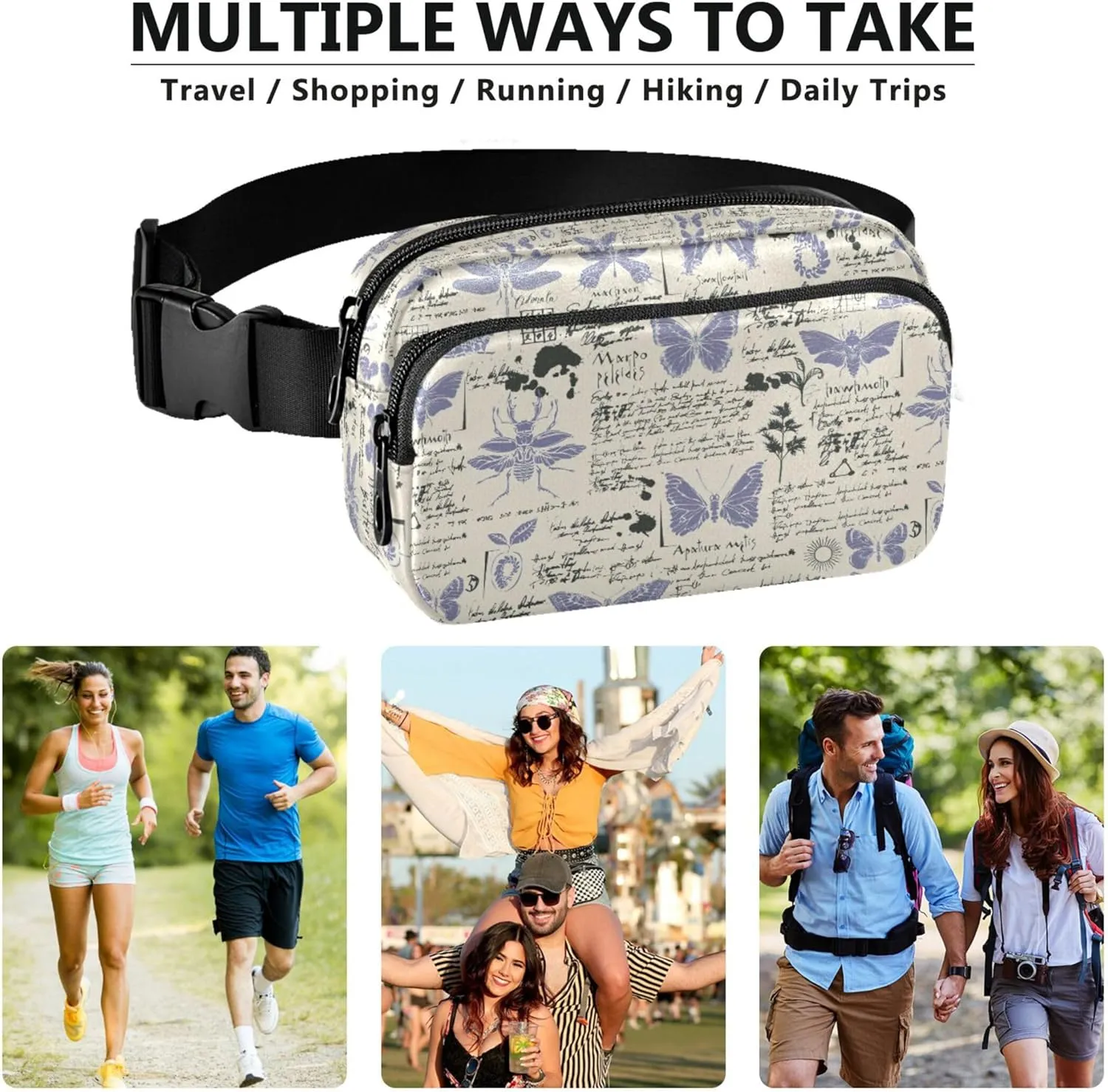 Personalized Insects Dragonfly Fanny Packs Women Waterproof Hip Bag Belt Pouch Cute Travel Waist Pouch