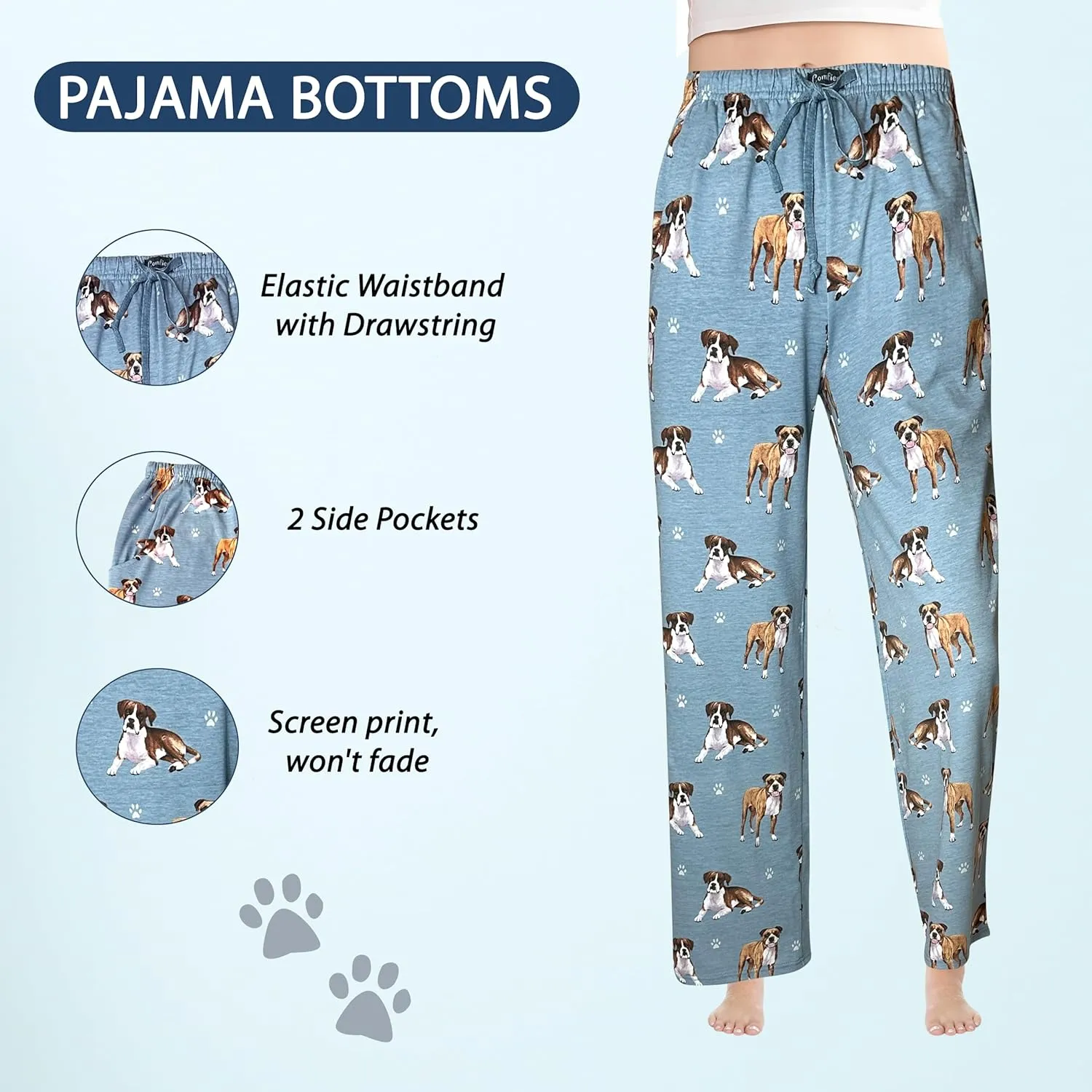Pet Lover Pajama Pants  New Cotton Blend - All Season - Comfort Fit Lounge Pants for Women and Men - 27 Breeds Available