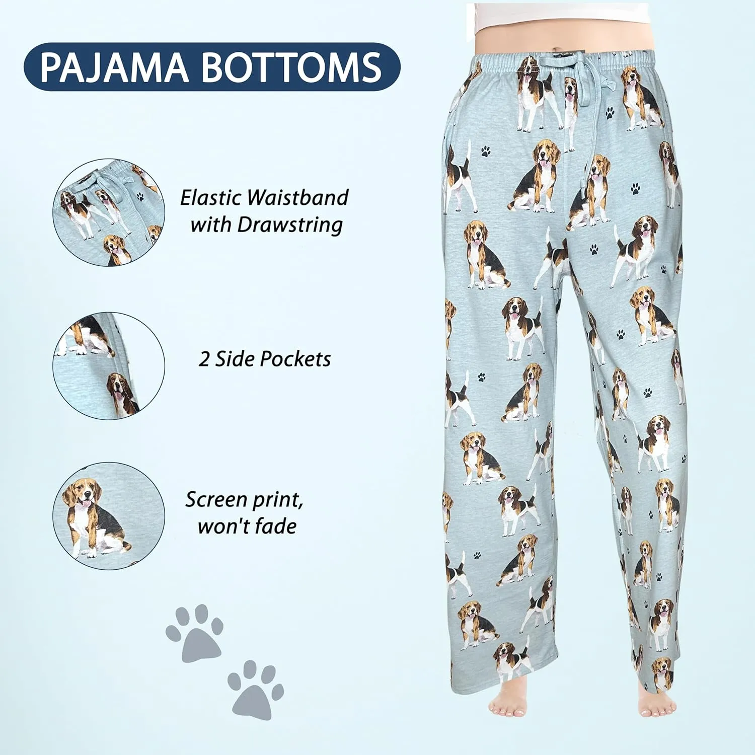 Pet Lover Pajama Pants  New Cotton Blend - All Season - Comfort Fit Lounge Pants for Women and Men - 27 Breeds Available