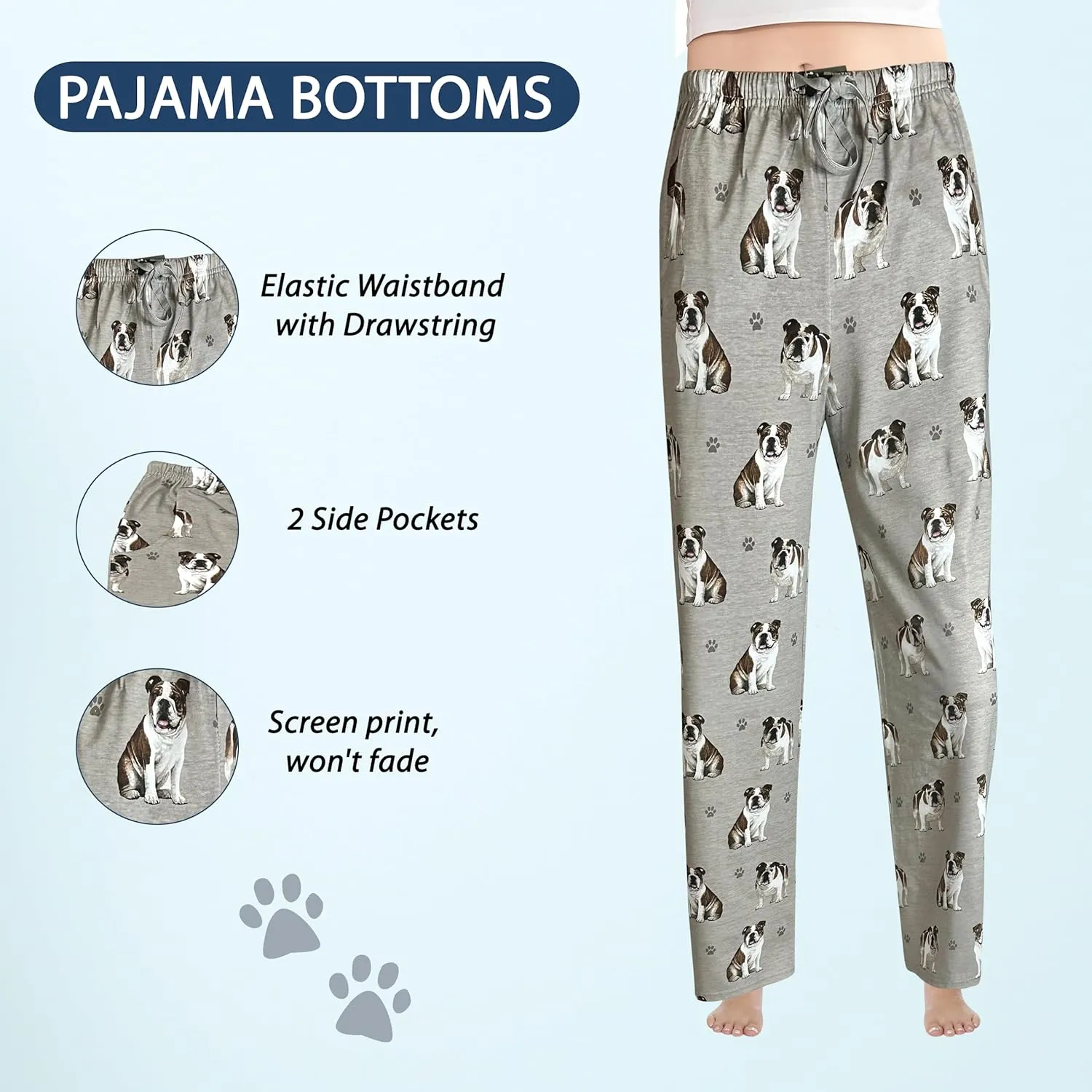 Pet Lover Pajama Pants  New Cotton Blend - All Season - Comfort Fit Lounge Pants for Women and Men - 27 Breeds Available