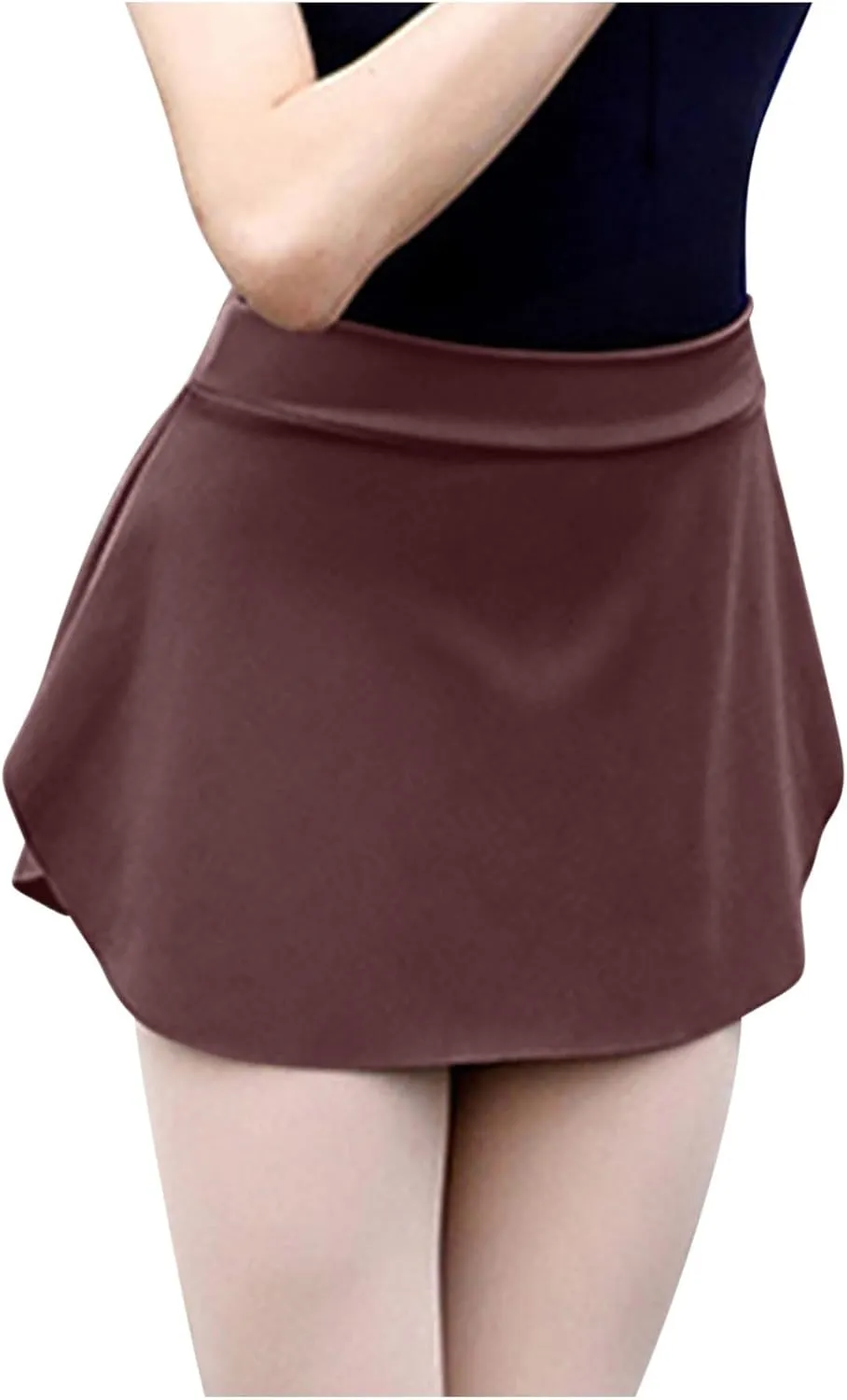 Pull On Ballet Skirt for Women Girls Solid Workout Skirts Elastic Mini Skirt for Dancing Casual Short Dance Skirts