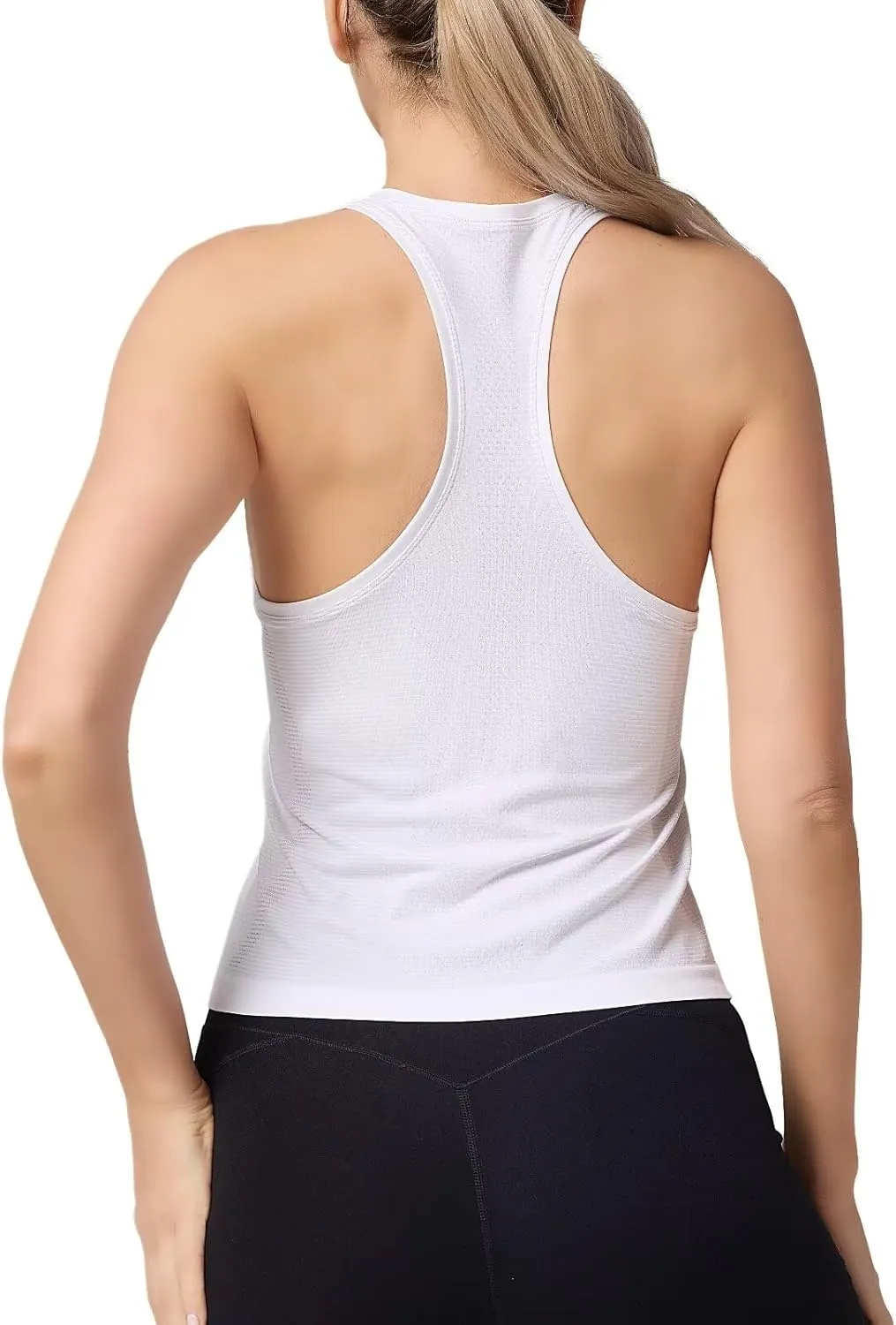Racerback Workout Tank Tops for Women  Sleeveless Gym Yoga Shirts, Athletic Sports Camisole, Scoop Neck Seamless Activewear