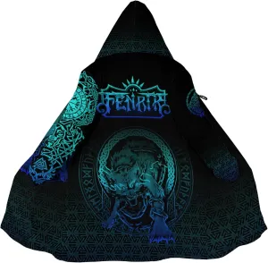 Ragnarok Fenrir Wolf Men's Winter Lightweight Warm Coats with Hood Viking Cloak Oversized Casual Couple Robe Costume