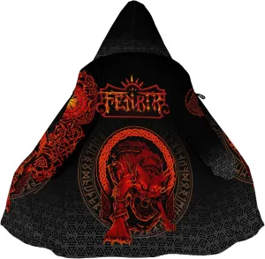 Ragnarok Fenrir Wolf Men's Winter Lightweight Warm Coats with Hood Viking Cloak Oversized Casual Couple Robe Costume