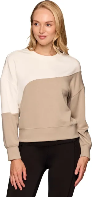 RBX Activewear Athleisure Sweatshirt for Women, Colorblock Crewneck Sweater Ultra Soft Lightweight Long Sleeve Pullover Top