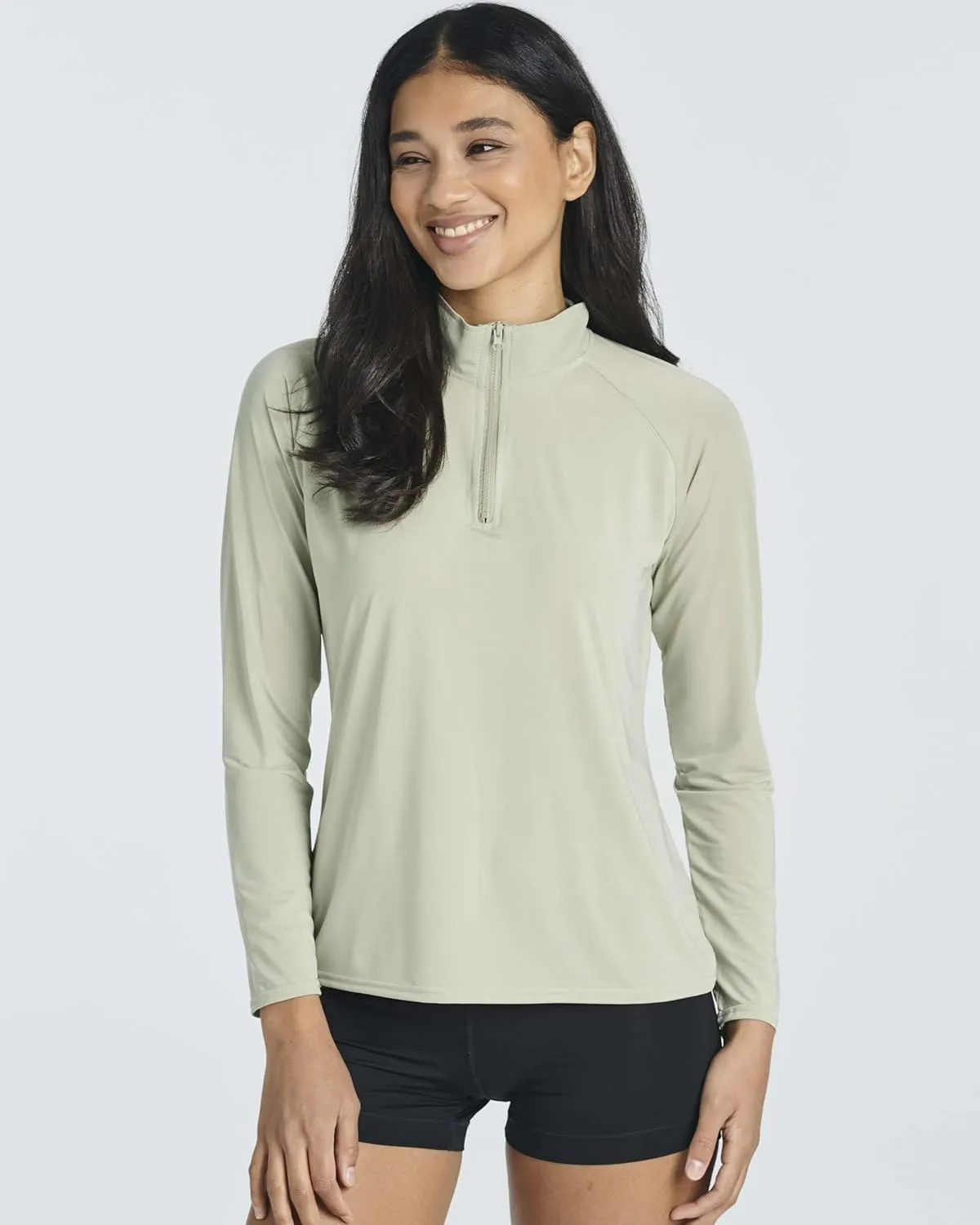 Real Essentials 3 Pack: Women's 1/4 Zip Rash Guard Long Sleeve Swim Shirt UPF Sun Protection UV Surf Tops
