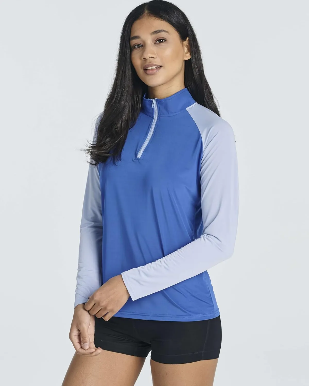 Real Essentials 3 Pack: Women's 1/4 Zip Rash Guard Long Sleeve Swim Shirt UPF Sun Protection UV Surf Tops