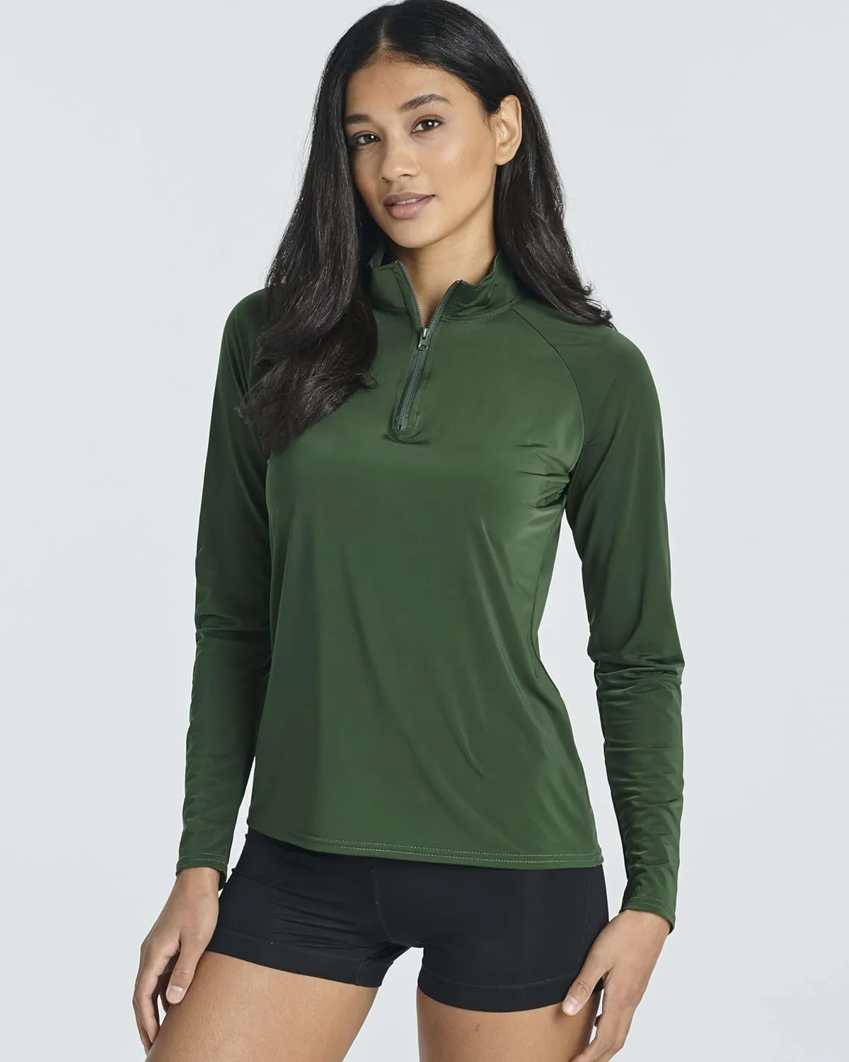 Real Essentials 3 Pack: Women's 1/4 Zip Rash Guard Long Sleeve Swim Shirt UPF Sun Protection UV Surf Tops