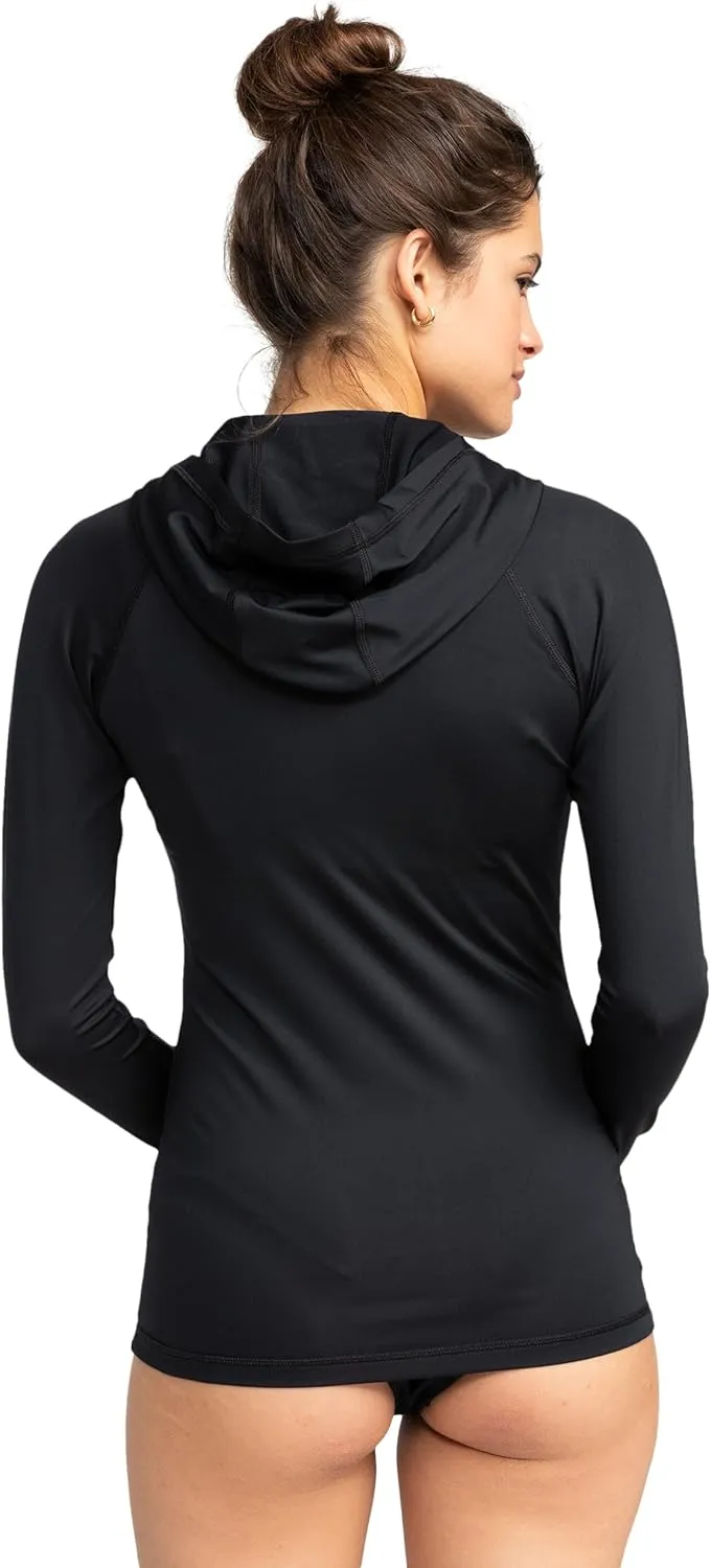 Roxy Women's Rash Guard UPF 50  Full Zip Hooded Long Sleeve Sun Protection Swim Shirt-Quick Dry Rashguard (XS-XXL)