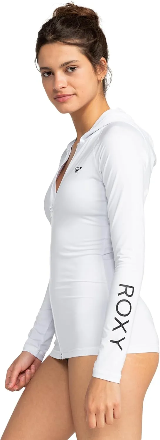 Roxy Women's Rash Guard UPF 50  Full Zip Hooded Long Sleeve Sun Protection Swim Shirt-Quick Dry Rashguard (XS-XXL)