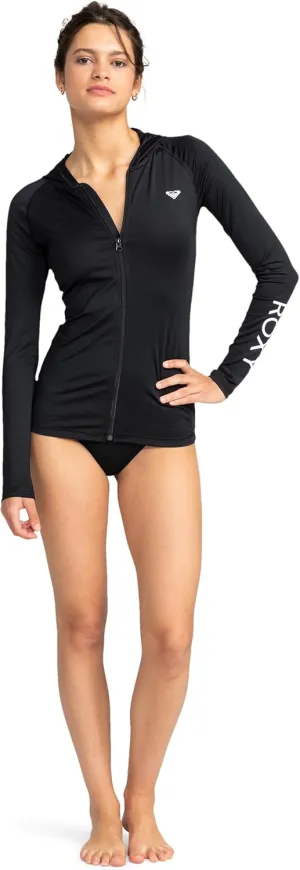 Roxy Women's Rash Guard UPF 50  Full Zip Hooded Long Sleeve Sun Protection Swim Shirt-Quick Dry Rashguard (XS-XXL)