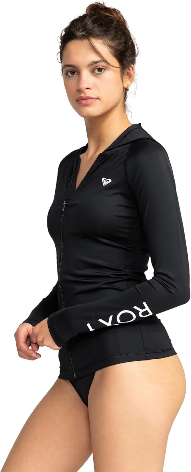 Roxy Women's Rash Guard UPF 50  Full Zip Hooded Long Sleeve Sun Protection Swim Shirt-Quick Dry Rashguard (XS-XXL)