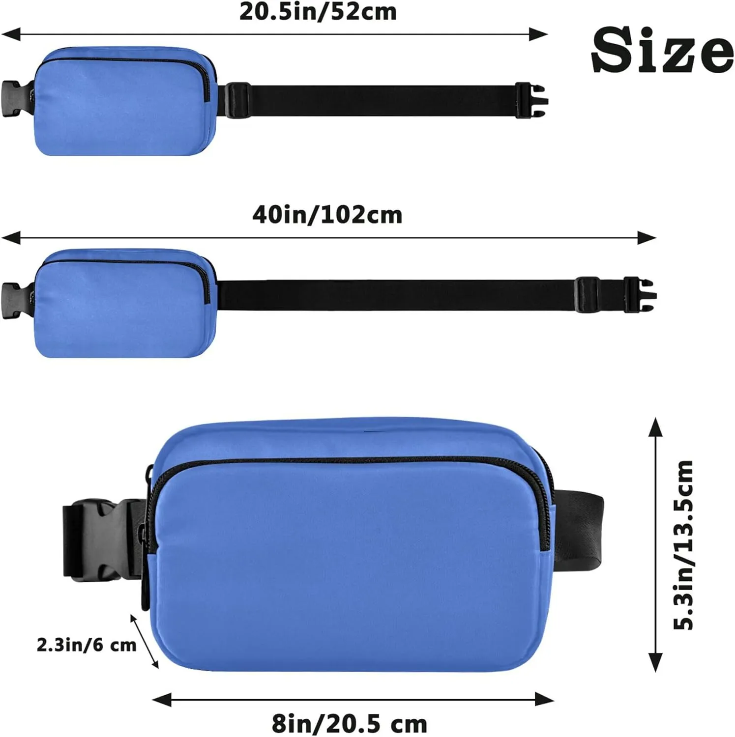 Salvia Blue Womens Fanny Pack Waterproof Hip Bag Belt Pouch Cute Travel Waist Pouch