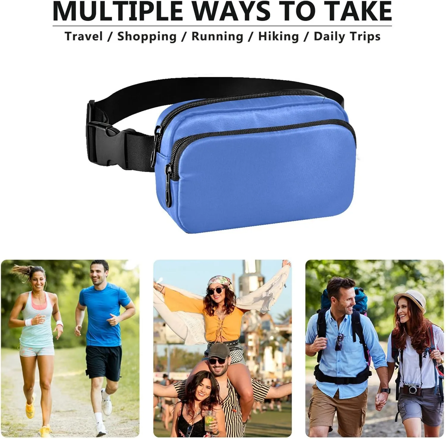 Salvia Blue Womens Fanny Pack Waterproof Hip Bag Belt Pouch Cute Travel Waist Pouch