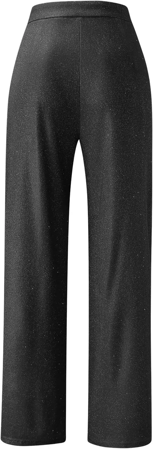 Sequin Pants Women Sparkly Glitter High Waisted Wide Leg Flare Trousers Bell Bottom Night Out Clubwear Party Pants