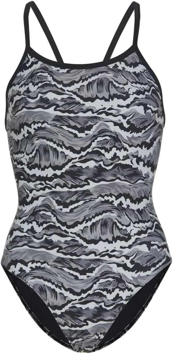 Sporti Thin Strap Girls' Athletic One-Piece Swimsuit  Graphic Design Competitive Bathing Suit Swimwear for Youth Swimmers