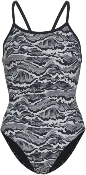 Sporti Thin Strap Girls' Athletic One-Piece Swimsuit  Graphic Design Competitive Bathing Suit Swimwear for Youth Swimmers