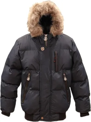 Summit Puffer Boys Heavy Puffer Winter Jacket with Hood and Removable Faux Fur