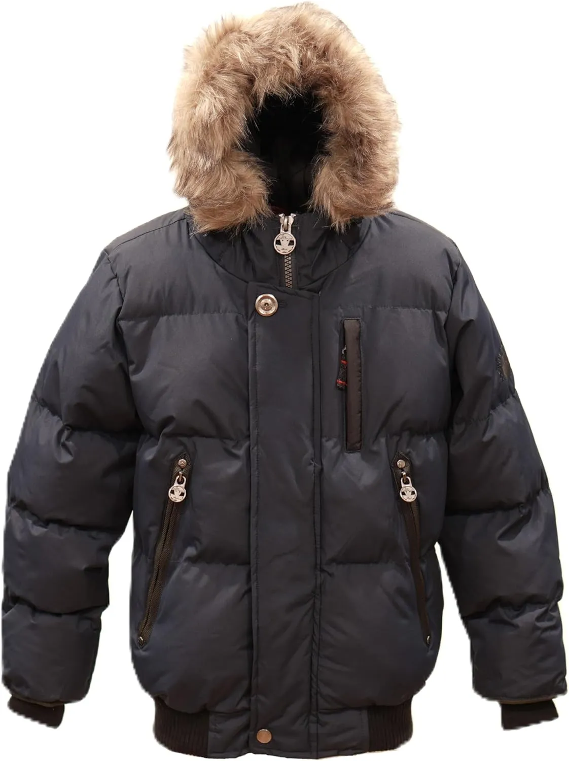 Summit Puffer Boys Heavy Puffer Winter Jacket with Hood and Removable Faux Fur