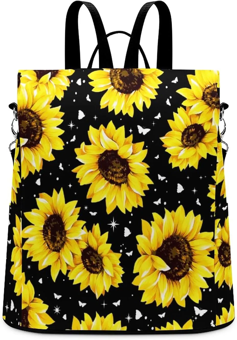Sunflower Anti-Theft Backpack for Women Ladies Shoulder Bag Fashionable Daypack College Bookbag