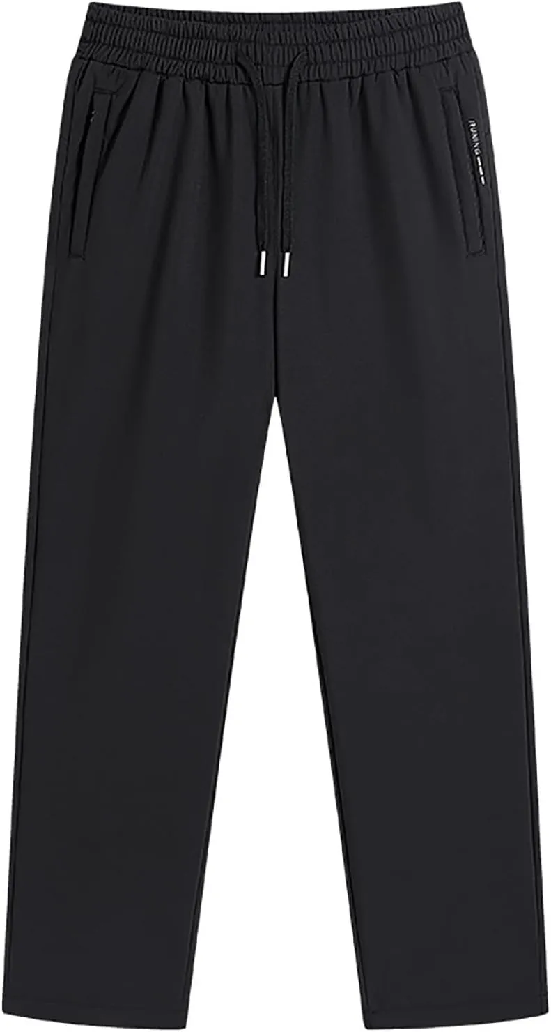 Sweatpants for Men Relaxed Fit Elastic Waist Fleece Athletic Joggers Lightweight Drawstring Baggy Comfy Trousers with Pockets