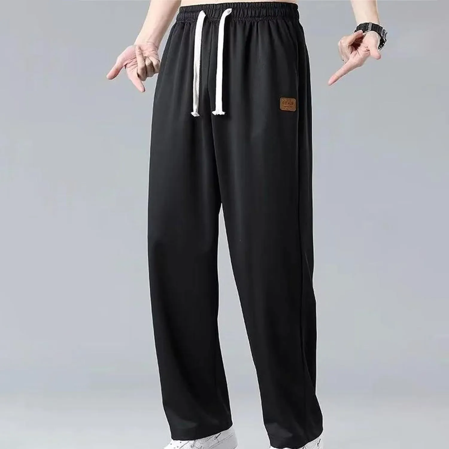 Sweatpants for Men Relaxed Fit Straight Wide Leg Elastic Waist Joggers Casual Plus Size Drawstring Hiking Athletic Pants