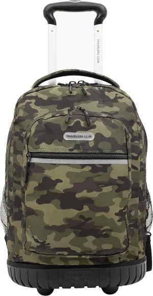 Travelers Club Rolling Backpack, Camo, 20 Inch with Laptop Compartment