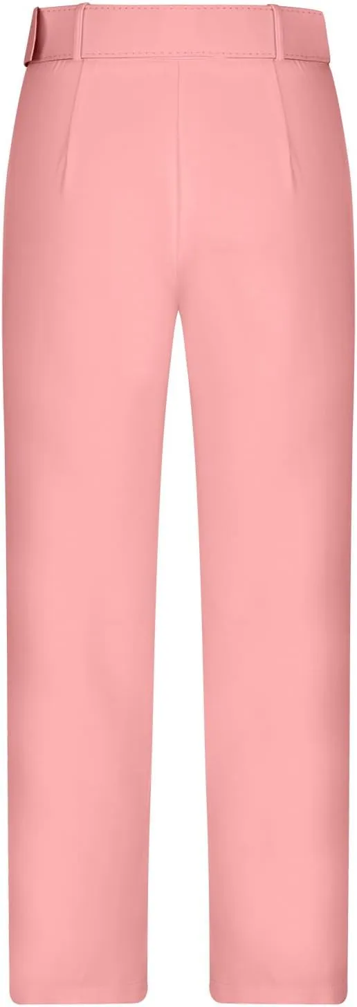 Uillui Dress Suit Pants for Women Business Casual Straight Leg Trouser Dressy High Waist Office Work Pant Slacks with Belted