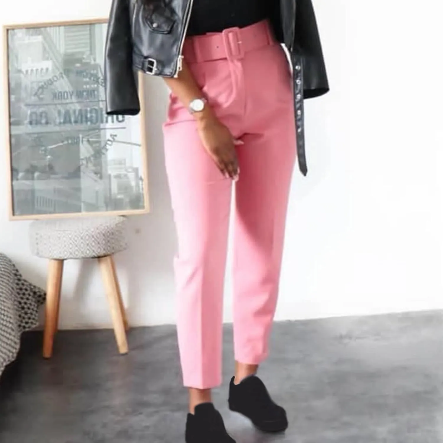 Uillui Dress Suit Pants for Women Business Casual Straight Leg Trouser Dressy High Waist Office Work Pant Slacks with Belted