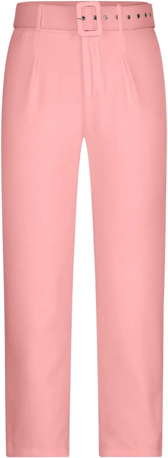 Uillui Dress Suit Pants for Women Business Casual Straight Leg Trouser Dressy High Waist Office Work Pant Slacks with Belted
