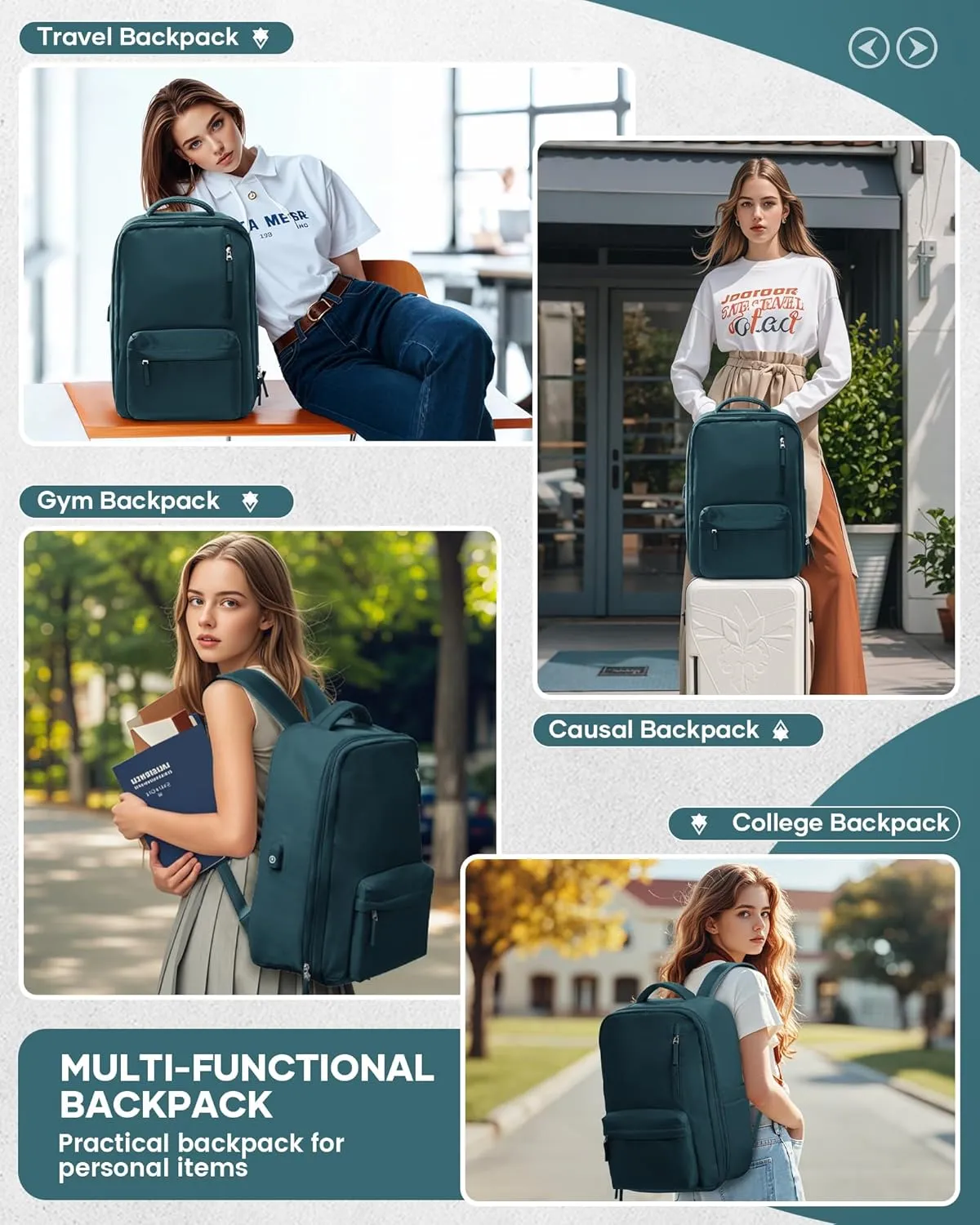 Vacuum Seal Backpack for Travel with Air Pump Vacpack Airback Carry on Flight Approved Compression Daypack Laptop Space Saver Bags Storage with Vacuum System 18x14x8 inches Bag Women Men PeacockBlue