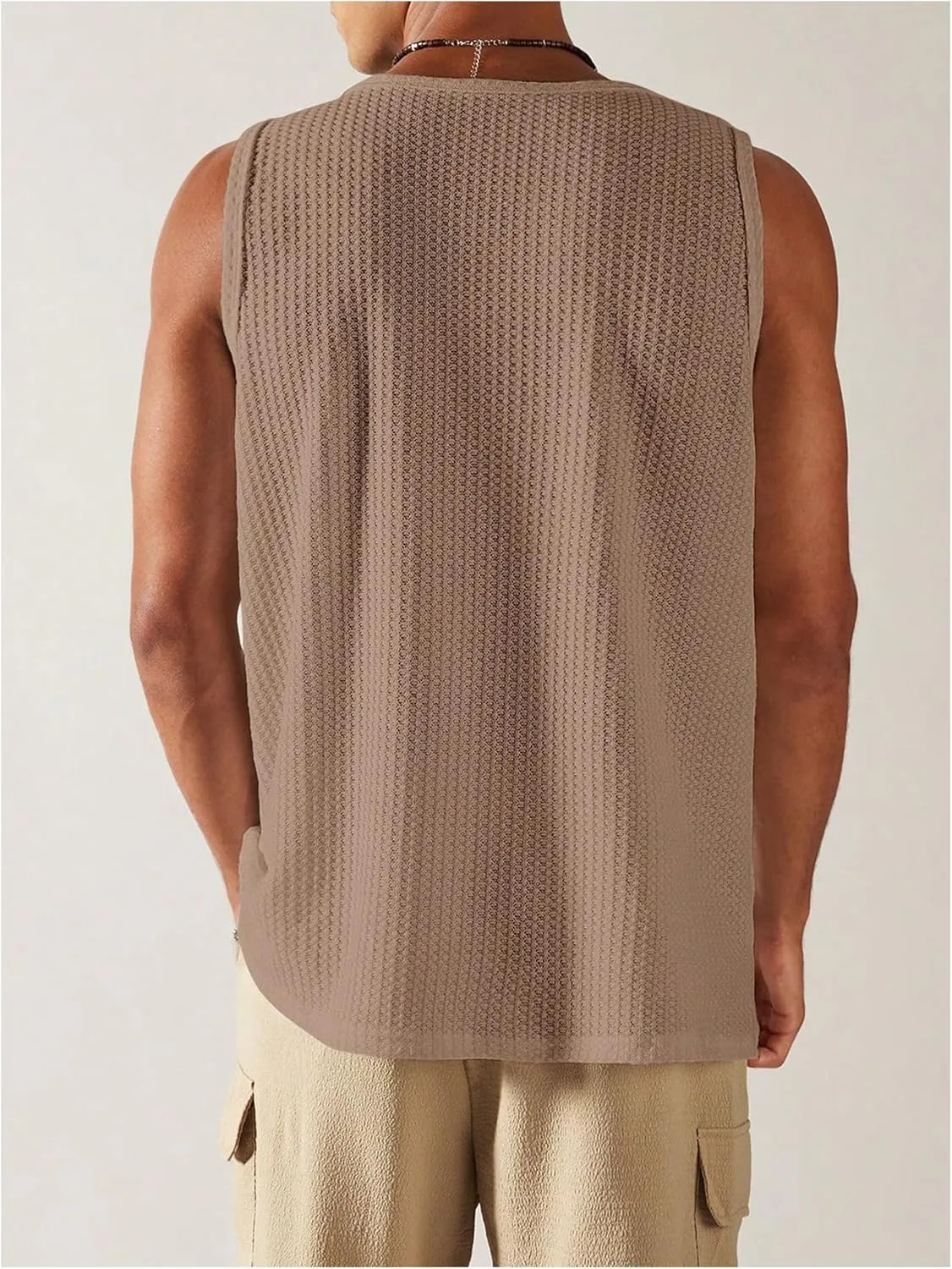 Verdusa Men's Sleeveless Square Neck Waffle Knit Tank Tops Undershirt