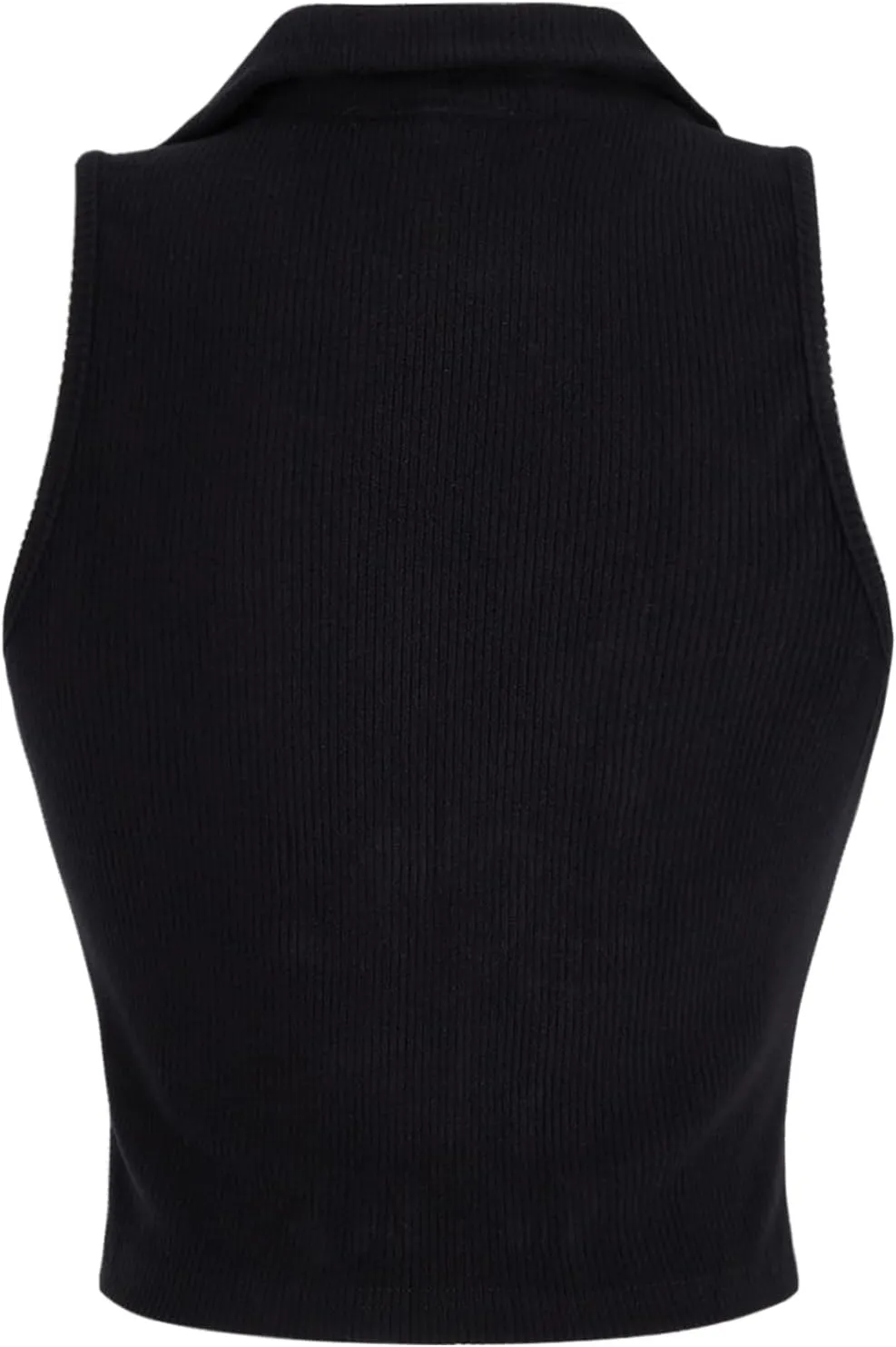 Verdusa Women's Casual Collared V Neck Sleeveless Solid Fitted Tank Tops