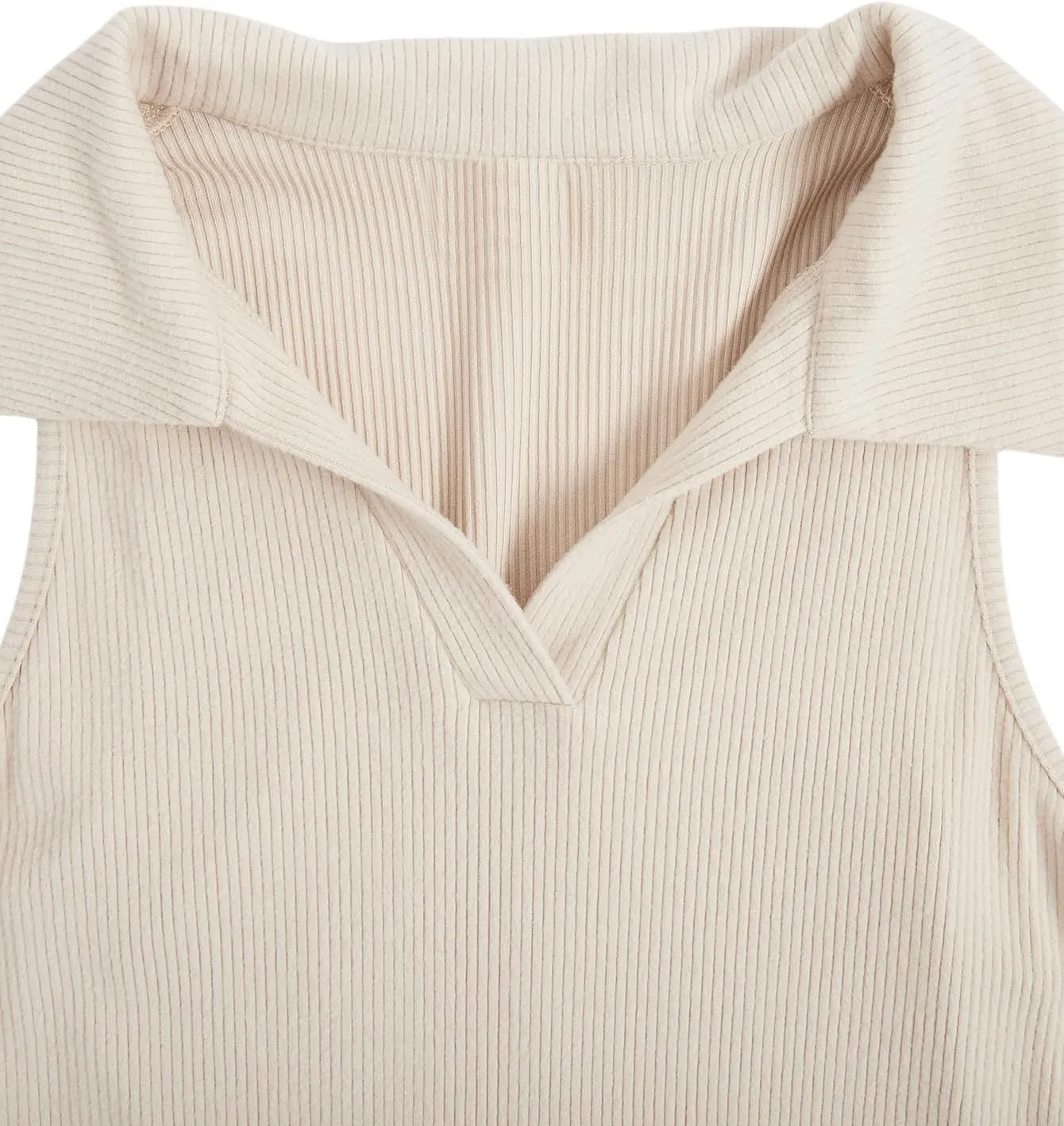 Verdusa Women's Casual Collared V Neck Sleeveless Solid Fitted Tank Tops