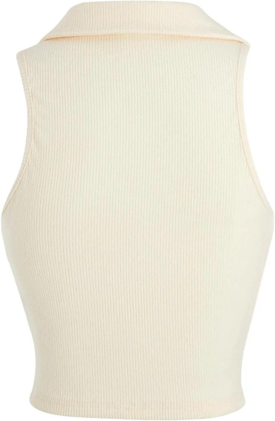 Verdusa Women's Casual Collared V Neck Sleeveless Solid Fitted Tank Tops