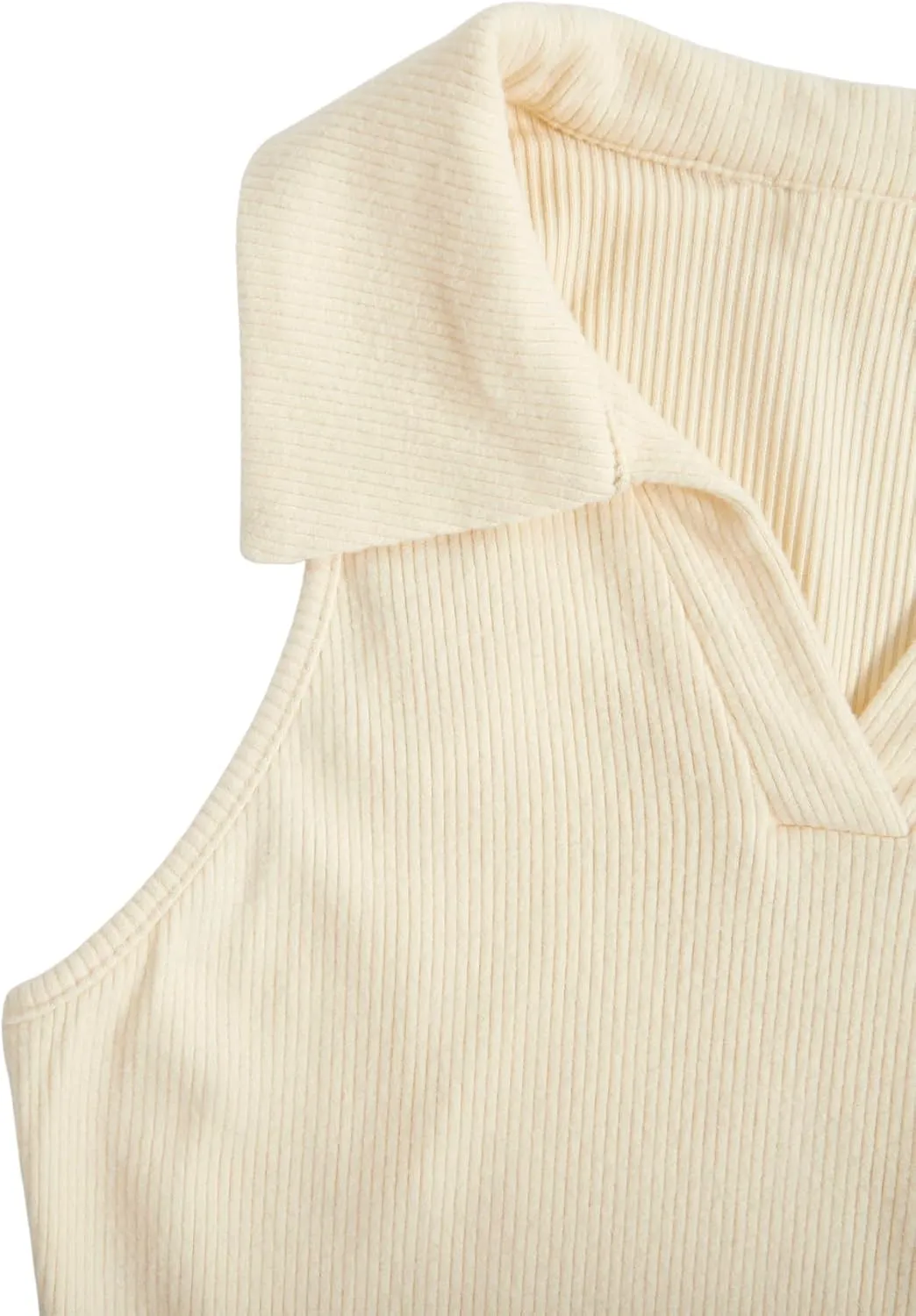 Verdusa Women's Casual Collared V Neck Sleeveless Solid Fitted Tank Tops