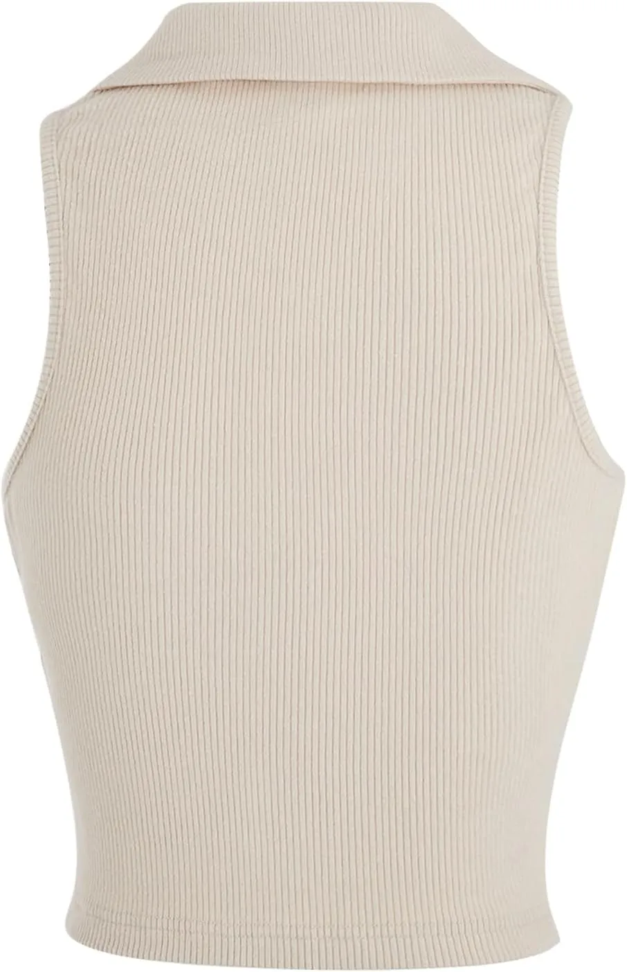 Verdusa Women's Casual Collared V Neck Sleeveless Solid Fitted Tank Tops